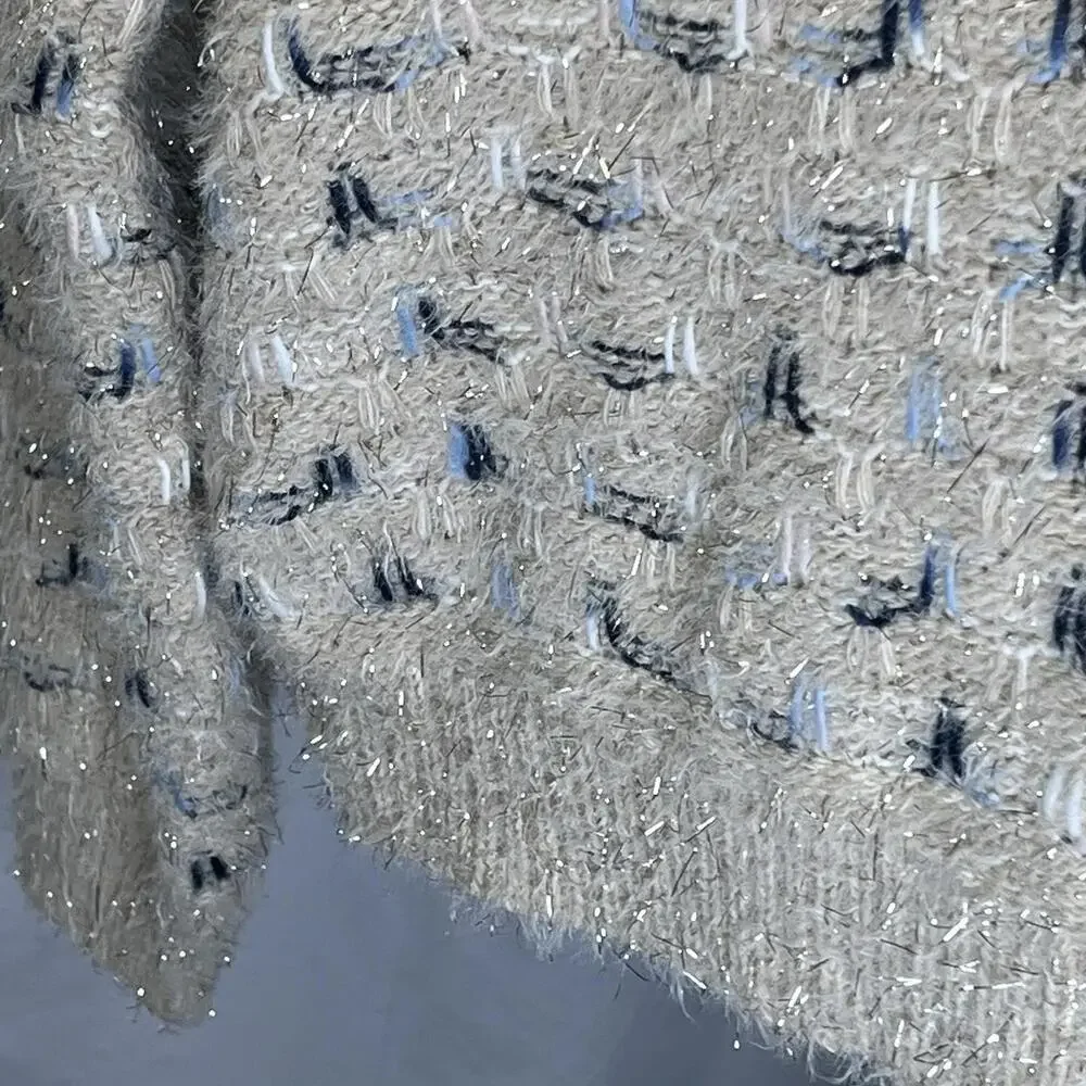 NWT Womens Maurices Sweater Size Beige Feathered MED Blue Accents - Picture 5 of 9